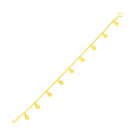 22K Yellow Gold Oval Charm Bracelet measuring 0.8mm thickness x 7.5 inch length