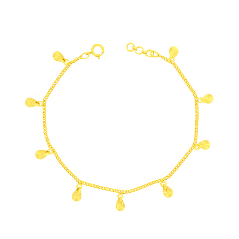 22K Yellow Gold Oval Charm Bracelet measuring 0.8mm thickness x 7.5 inch length