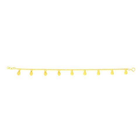 22K Yellow Gold Oval Charm Bracelet measuring 0.8mm thickness x 7.5 inch length