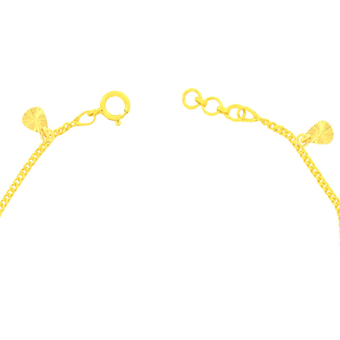 22K Yellow Gold Oval Charm Bracelet measuring 0.8mm thickness x 7.53 inch length