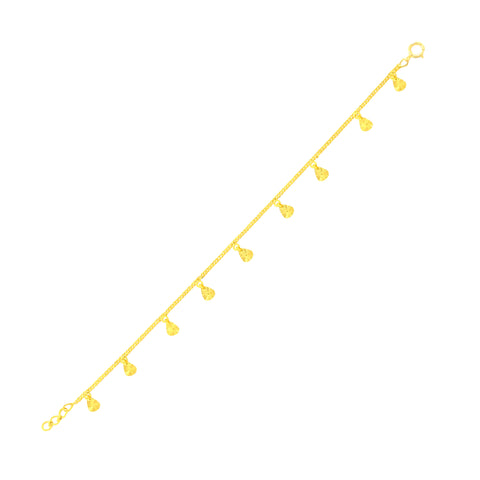 22K Yellow Gold Oval Charm Bracelet measuring 0.8mm thickness x 7.53 inch length