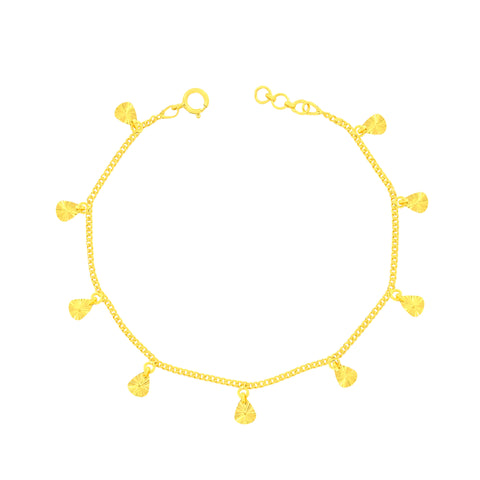 22K Yellow Gold Oval Charm Bracelet measuring 0.8mm thickness x 7.5 inch length
