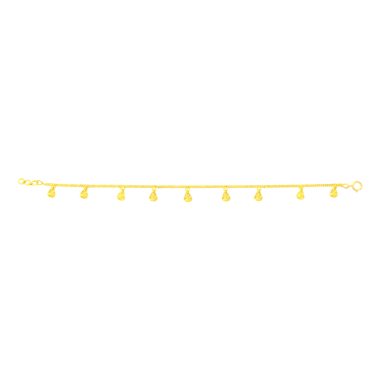 22K Yellow Gold Oval Charm Bracelet measuring 0.8mm thickness x 7.5 inch length