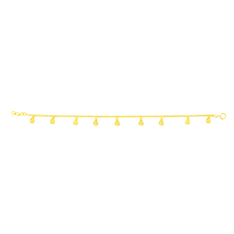 22K Yellow Gold Oval Charm Bracelet measuring 0.8mm thickness x 7.53 inch length