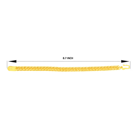 22K Yellow Gold Fancy Men's Bracelet measuring 4mm thickness x 8.7 inch length
