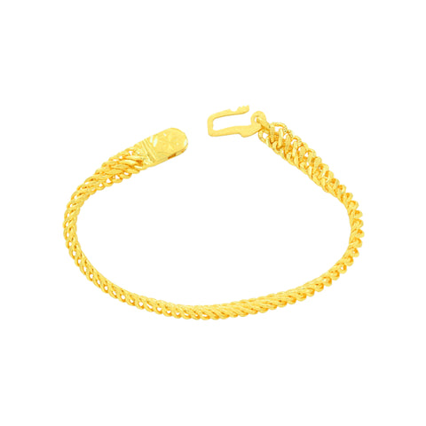 22K Yellow Gold Fancy Men's Bracelet measuring 4mm thickness x 8.7 inch length