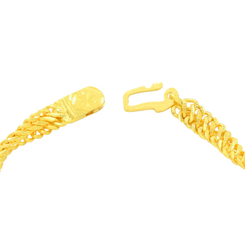 22K Yellow Gold Fancy Men's Bracelet measuring 4mm thickness x 8.7 inch length