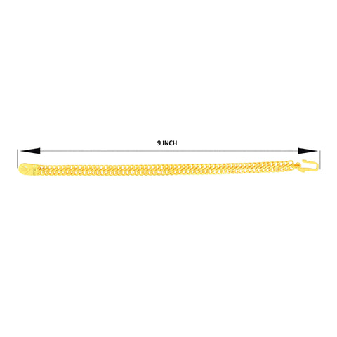 22K Yellow Gold Fancy Men's Bracelet measuring 2.1mm thickness x 9.02 inch length