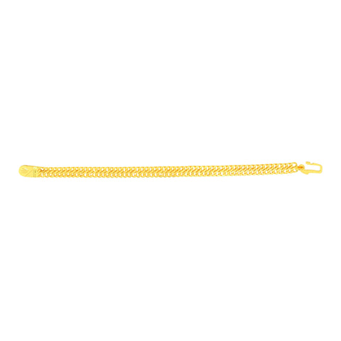 22K Yellow Gold Fancy Men's Bracelet measuring 2.1mm thickness x 9.02 inch length