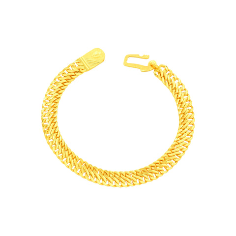 22K Yellow Gold Fancy Men's Bracelet measuring 2.1mm thickness x 9.02 inch length