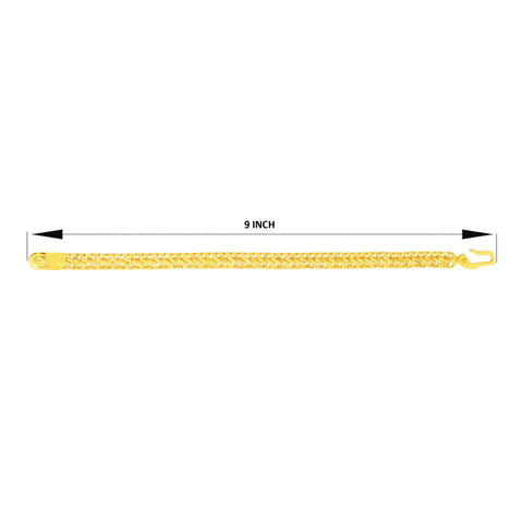 22K Yellow Gold Fancy Men's Bracelet measuring 2mm thickness x 9.1 inch length