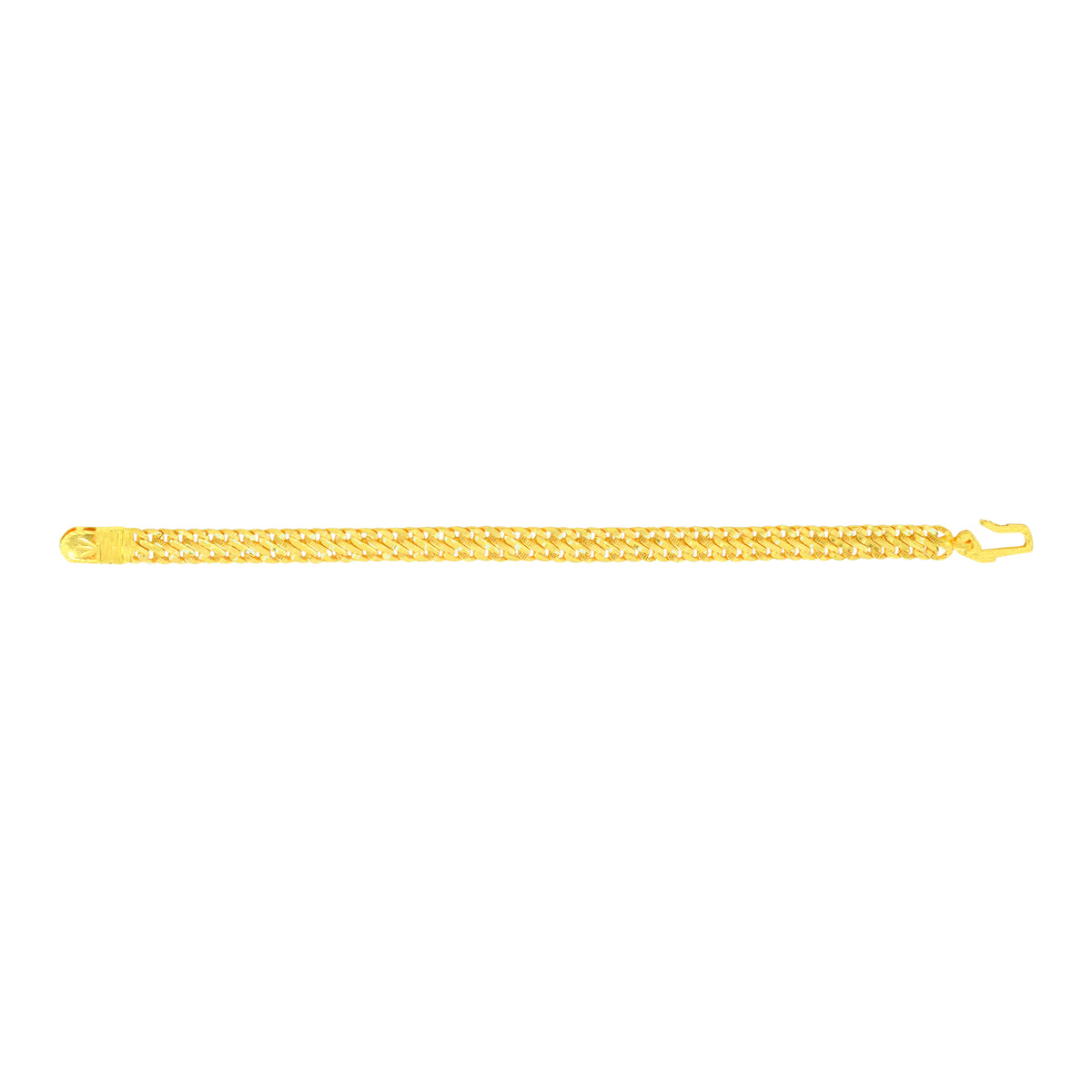 22K Yellow Gold Fancy Men's Bracelet measuring 2mm thickness x 9.1 inch length