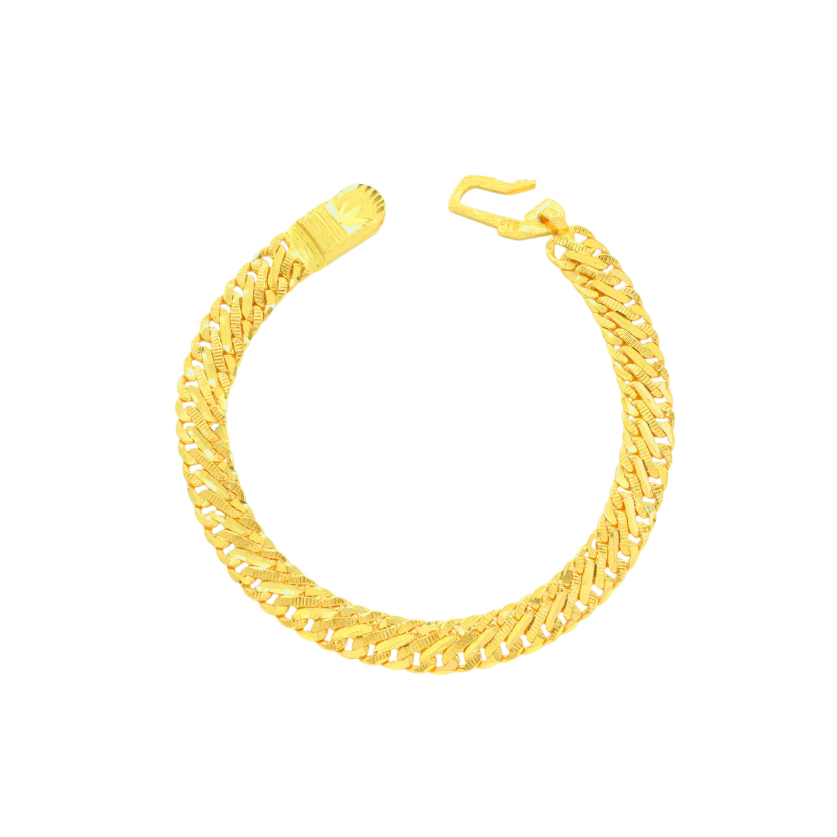 22K Yellow Gold Fancy Men's Bracelet measuring 2mm thickness x 9.1 inch length
