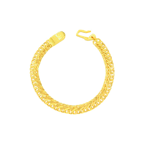22K Yellow Gold Fancy Men's Bracelet measuring 2mm thickness x 9.1 inch length