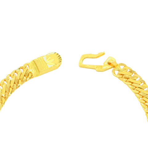 22K Yellow Gold Fancy Men's Bracelet measuring 2mm thickness x 9.1 inch length
