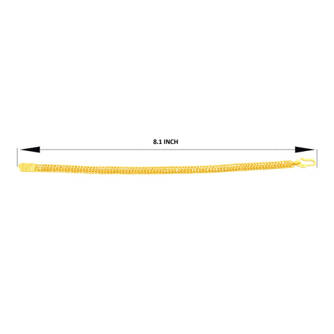 22K Yellow Gold Fancy Men's Bracelet measuring 3.1mm thickness x 8.1 inch length
