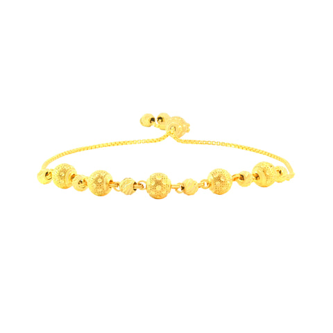 22K Yellow Gold Adjustable Ball-Bead Bracelets measuring 6.01mm thickness