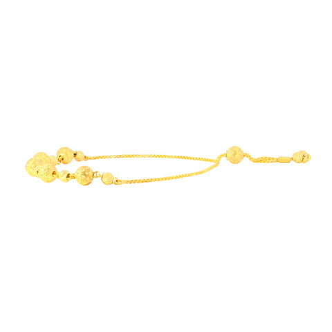 22K Yellow Gold Adjustable Ball-Bead Bracelets measuring 6.01mm thickness