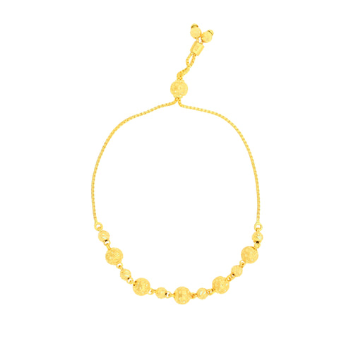 22K Yellow Gold Adjustable Ball-Bead Bracelets measuring 6.01mm thickness