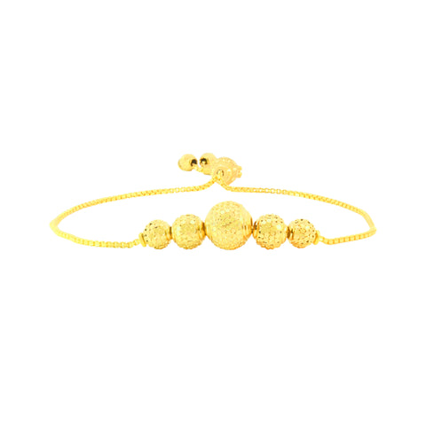 22K Yellow Gold Adjustable Ball-Bead Bracelet measuring 8.09mm thickness