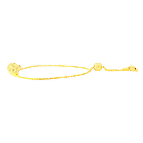22K Yellow Gold Adjustable Ball-Bead Bracelet measuring 8.09mm thickness