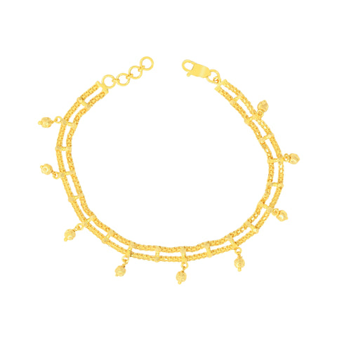 22K Yellow Gold Fancy Bracelet measuring 5mm thickness x 7.4 inch length