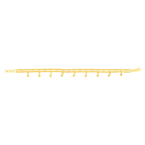 22K Yellow Gold Fancy Bracelet measuring 5mm thickness x 7.4 inch length