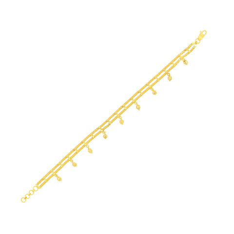 22K Yellow Gold Fancy Bracelet measuring 5mm thickness x 7.4 inch length