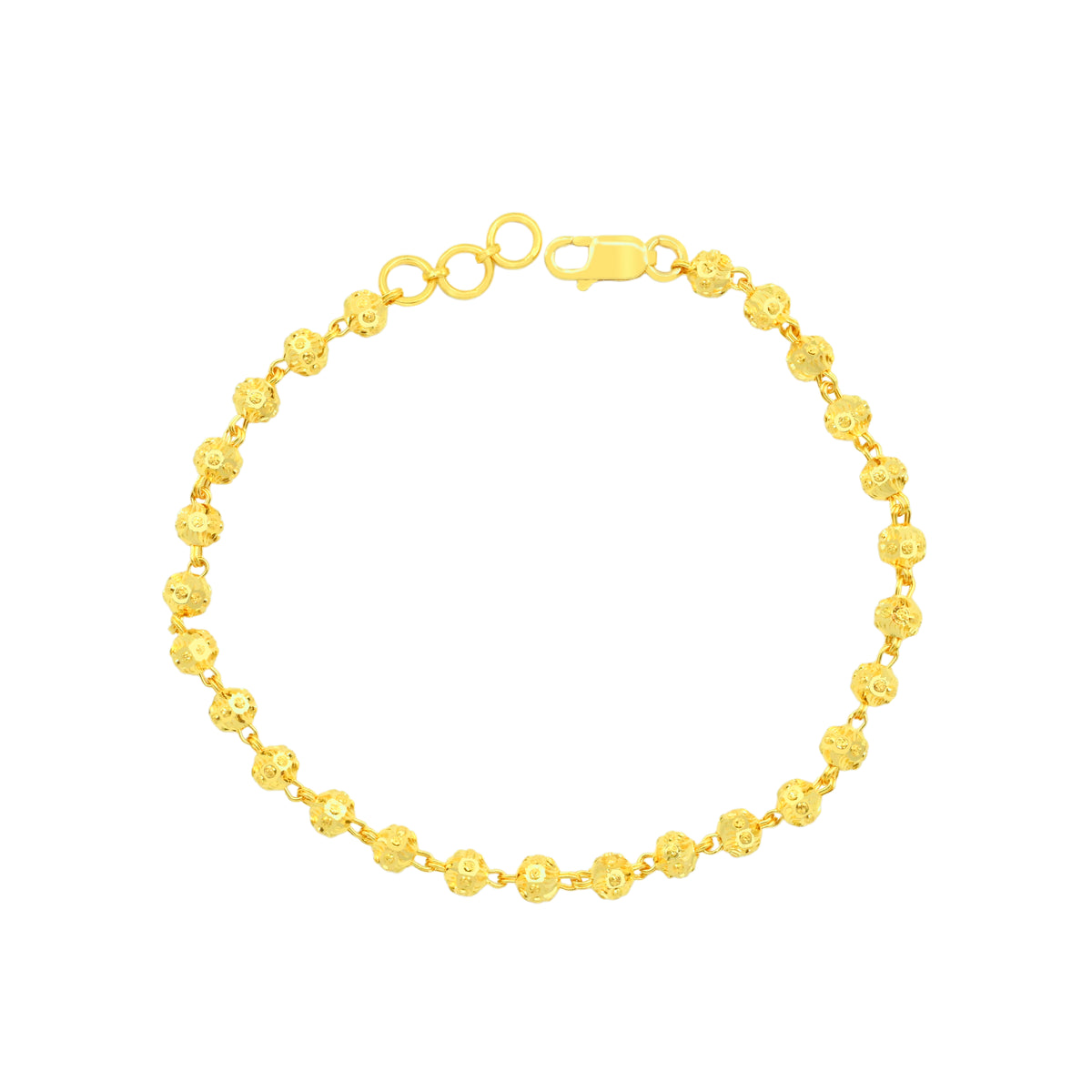 22K Yellow Gold Ball-Bead Bracelet measuring 4mm thickness x 7.5 inch length