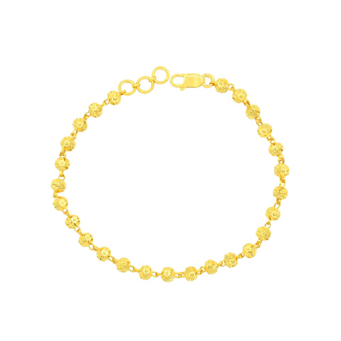 22K Yellow Gold Ball-Bead Bracelet measuring 4mm thickness x 7.5 inch length