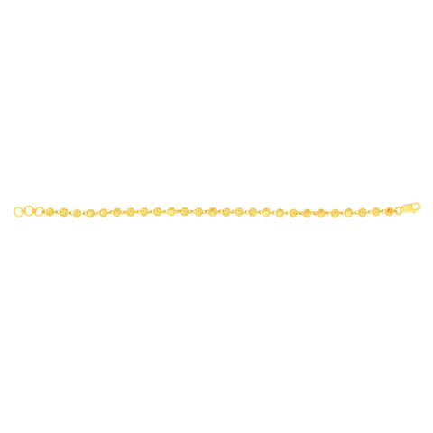 22K Yellow Gold Ball-Bead Bracelet measuring 4mm thickness x 7.5 inch length