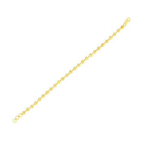 22K Yellow Gold Ball-Bead Bracelet measuring 4mm thickness x 7.5 inch length