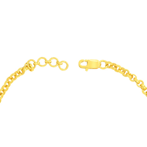 22K Yellow Gold Evil eye Charm Bracelet measuring 3mm thickness x 6.3 inch length
