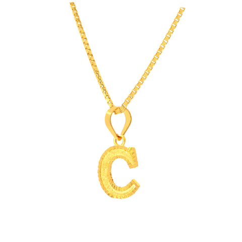 22K Yellow Gold Initial Initial C Pendant with gold weight of 0.72g