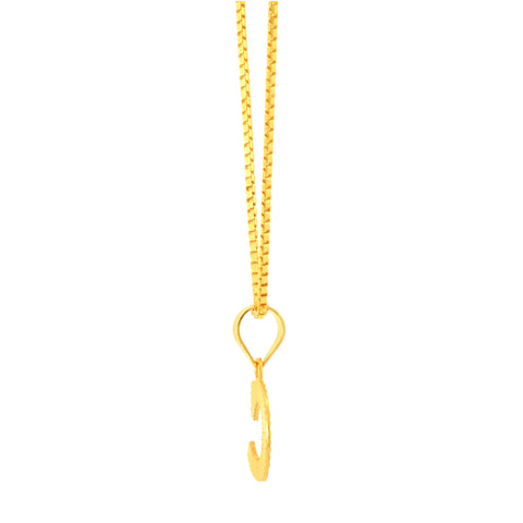 22K Yellow Gold Initial Initial C Pendant with gold weight of 0.72g