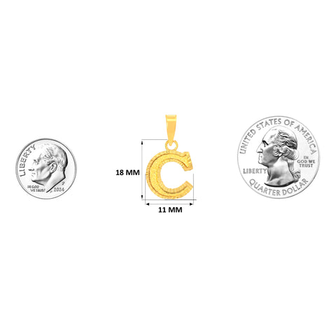 22K Yellow Gold Initial Initial C Pendant with gold weight of 0.72g