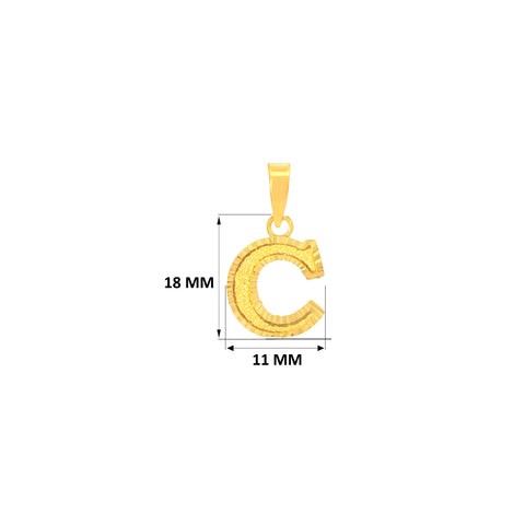 22K Yellow Gold Initial Initial C Pendant with gold weight of 0.72g