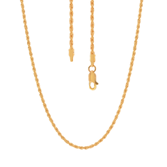 22K Gold Dainty Rope Chain 18 Inches