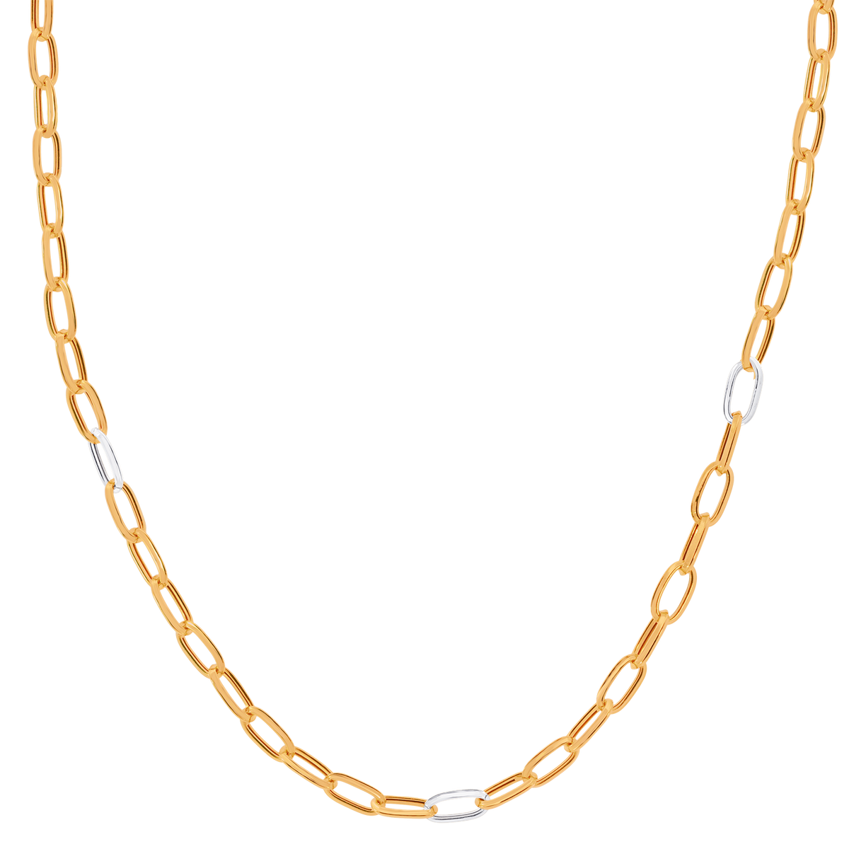 22K Two Tone Gold 21 Inch Paperclilp Chain