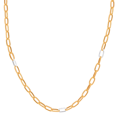 22K Two Tone Gold 21 Inch Paperclilp Chain