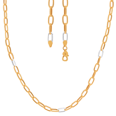 22K Two Tone Gold 21 Inch Paperclilp Chain