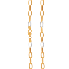 22K Two Tone Gold 21 Inch Paperclilp Chain