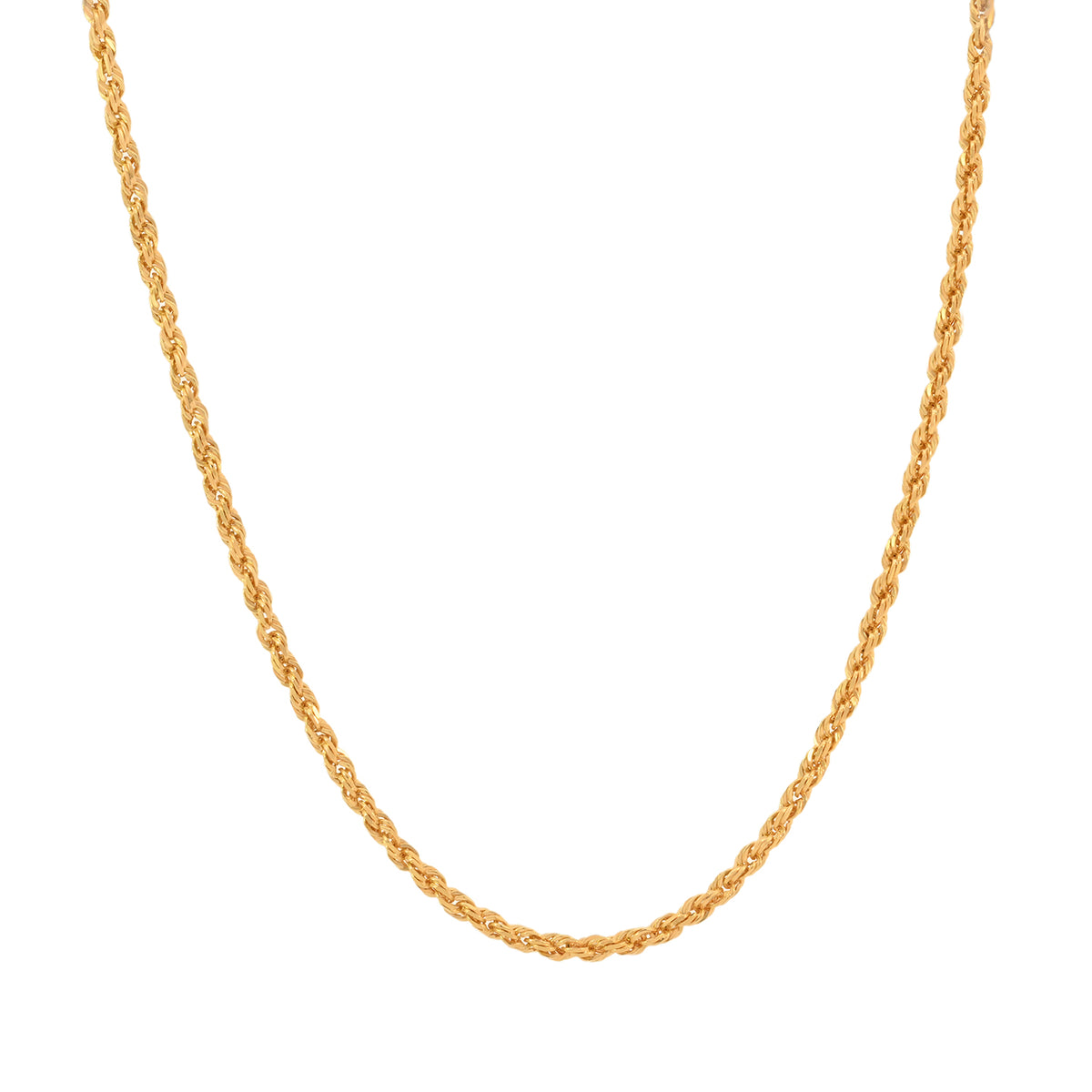 22K Gold Rope Chain Light 16 Inches