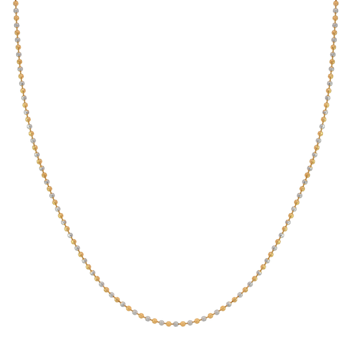 22K Gold 16 Inch Two-Tone Laser-Cut Bead Chain