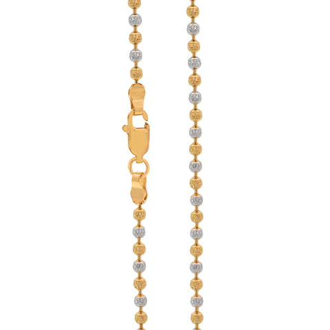 22'' Two Tone Gold Textured Bead Chain 1.92MM