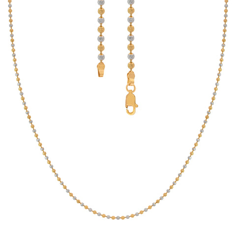 22'' Two Tone Gold Textured Bead Chain 1.92MM