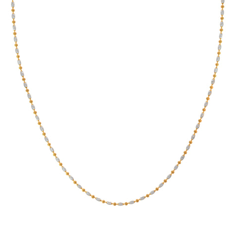 16'' Ball Bead Two Tone Gold 2MM