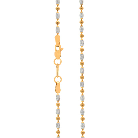 16'' Ball Bead Two Tone Gold 2MM