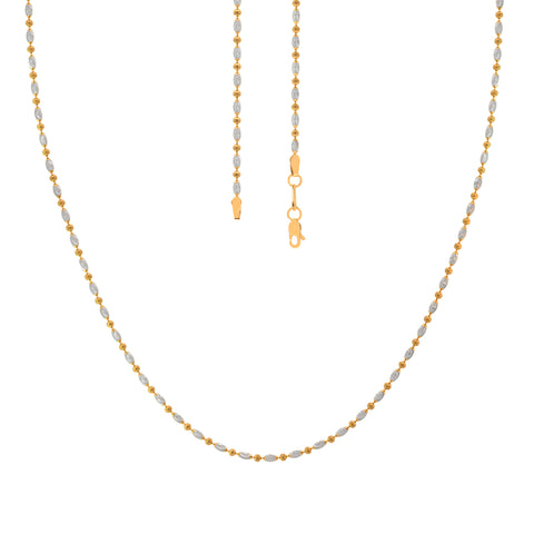 18'' Ball Bead Two Tone Gold 2MM