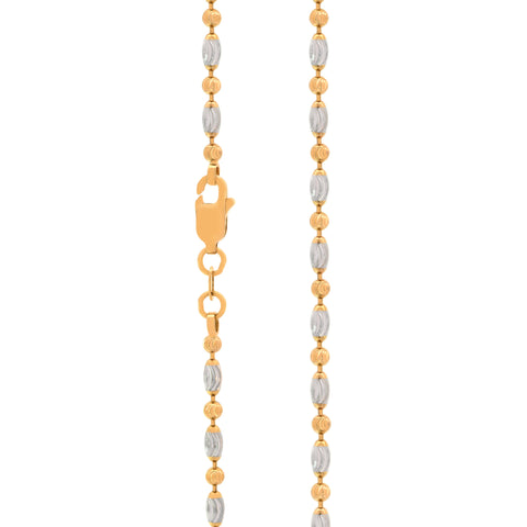 16'' Gold Two Tone Ball Bead Chain 2.43MM